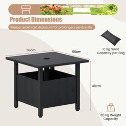 Gainoom Outdoor Black Side Table Patio Umbrella Table Base Stand W/2 Sand Bags - thumbnail 2