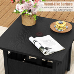 Gainoom Outdoor Black Side Table Patio Umbrella Table Base Stand W/2 Sand Bags - thumbnail 7