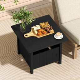 Gainoom Outdoor Black Side Table Patio Umbrella Table Base Stand W/2 Sand Bags - thumbnail 3