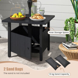 Gainoom Outdoor Black Side Table Patio Umbrella Table Base Stand W/2 Sand Bags - thumbnail 8