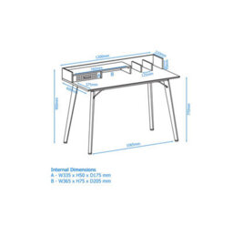 Alphason Memphis Office Writing Desk In Grey - thumbnail 5