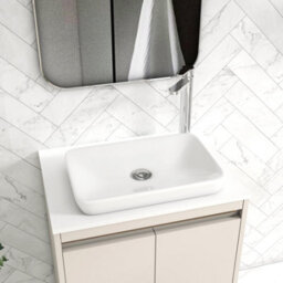 Royal Bathrooms Orion 600mm Warm Taupe Floor Standing Plain White Countertop Vanity Unit 2 Drawer With Qubix Basin & Chrome Accent Trim - thumbnail 5
