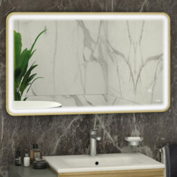 RAK Ceramics Rak Art Soft 1000X600mm Brushed Gold Rectangular Led Bathroom Mirror With Demister & Touch Sensor - thumbnail 1