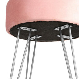 Harbour Housewares 2X Pink Velvet Footstools - Round Ottomans With Silver Base - Pack Of 2 - thumbnail 5