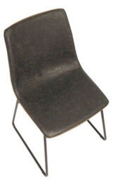 Lamboro Antico Premium Black Faux-Leather Modern Fixed Height Chair, Single - thumbnail 4