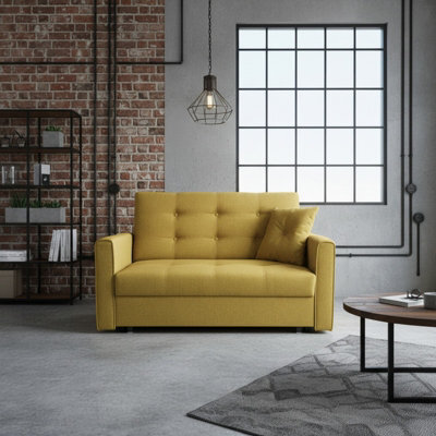 Viva Lux Ii Armchair With Sleeping Function And Storage Box Chipboard Frame Foam Springs 133X98X85Cm Mustard - image 1