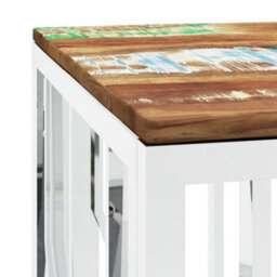 Berkfield Modern Coffee Table Silver Stainless Steel And Solid Wood Reclaimed - thumbnail 5