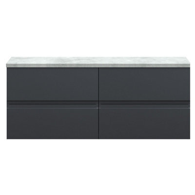 Balterley Mavesyn Contemporary 4 Drawer Wall Hung Vanity Unit With Laminate Worktop, Dark Grey, 1205mm - image 1