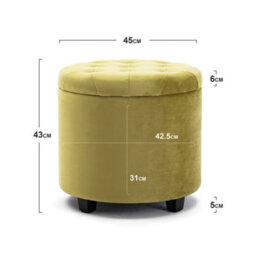 Hnnhome 45Cm Round Yellow Velvet Padded Seat Ottoman Storage Stool Box, Footstool Pouffes Chair With Lids - thumbnail 3