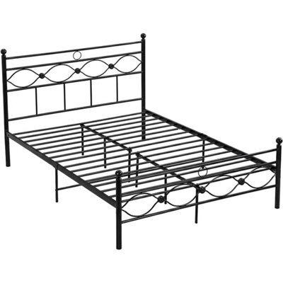 5Ft Black Metal Platform Bed Frame With Under-Bed Storage Options - image 1