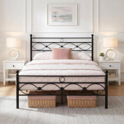 5Ft Black Metal Platform Bed Frame With Under-Bed Storage Options - thumbnail 4