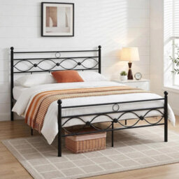5Ft Black Metal Platform Bed Frame With Under-Bed Storage Options - thumbnail 3