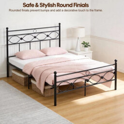 5Ft Black Metal Platform Bed Frame With Under-Bed Storage Options - thumbnail 5