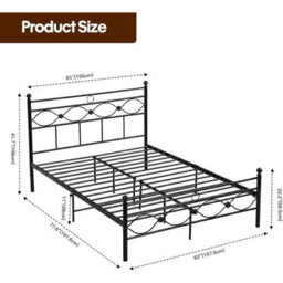 5Ft Black Metal Platform Bed Frame With Under-Bed Storage Options - thumbnail 2