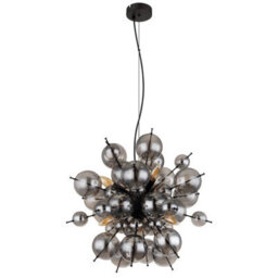 Luminosa Lighting Luminosa Udo Globe Pendant Ceiling Light Matt Black Balls Smoke Glass Shade 6X E14 - thumbnail 2