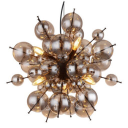 Luminosa Lighting Luminosa Udo Globe Pendant Ceiling Light Matt Black Balls Smoke Glass Shade 6X E14 - thumbnail 3