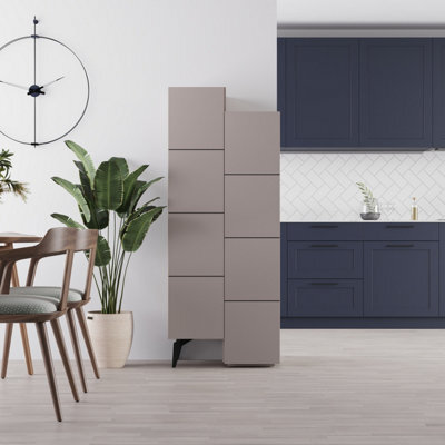 Decortie Stair Modern Storage Cabinet Multipurpose Mocha Grey Bathroom Living Room H 156Cm - image 1