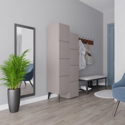 Decortie Stair Modern Storage Cabinet Multipurpose Mocha Grey Bathroom Living Room H 156Cm - thumbnail 9