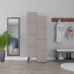 Decortie Stair Modern Storage Cabinet Multipurpose Mocha Grey Bathroom Living Room H 156Cm - thumbnail 4