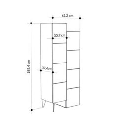 Decortie Stair Modern Storage Cabinet Multipurpose Mocha Grey Bathroom Living Room H 156Cm - thumbnail 3