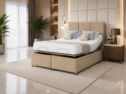 Royal Elegance Adjustable Bed With Mattress And Headboard Beige