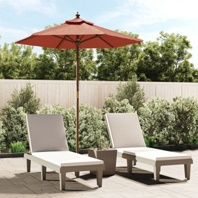 Walplus Garden Parasol With Wooden Pole Terracotta 196X231 Cm - image 1