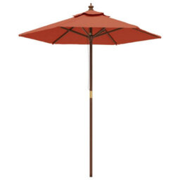 Walplus Garden Parasol With Wooden Pole Terracotta 196X231 Cm - thumbnail 2