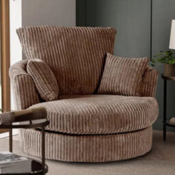 SquareBoxx Lennox Swivel Chair Chocolate Jumbo Cord