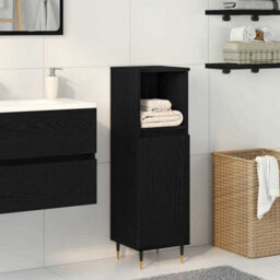 Berkfield Bathroom Cabinet Black Oak 30X30X100 Cm Engineered Wood - thumbnail 1