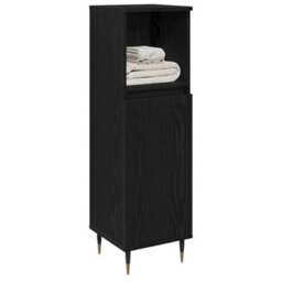 Berkfield Bathroom Cabinet Black Oak 30X30X100 Cm Engineered Wood - thumbnail 3