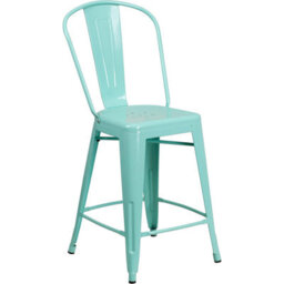 "Fwstyle Set Of 4 24"" Mint Green Bar Stools Galvanised Steel" - thumbnail 2