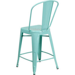 "Fwstyle Set Of 4 24"" Mint Green Bar Stools Galvanised Steel" - thumbnail 4