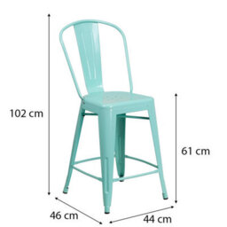 "Fwstyle Set Of 4 24"" Mint Green Bar Stools Galvanised Steel" - thumbnail 5