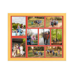 AK Frames 20X16 Mustard Yellow Modern Multi Photo Frame With Poppy Red Mount - Holds 9 Apertures (2X) 7X5, (7X) 6X4 Photos - thumbnail 1