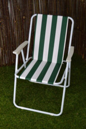 Samuel Alexander 2 Pack Of Outdoor Green And White Stripe Camping Chairs With Armrests - thumbnail 5