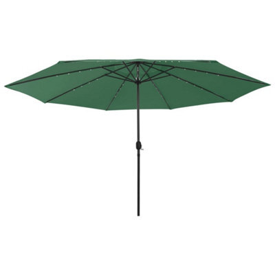 Berkfield Outdoor Parasol With Led Lights And Metal Pole 400 Cm Green - image 1