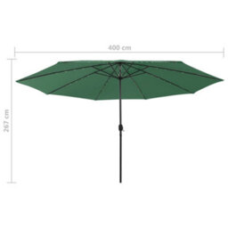 Berkfield Outdoor Parasol With Led Lights And Metal Pole 400 Cm Green - thumbnail 7