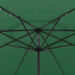 Berkfield Outdoor Parasol With Led Lights And Metal Pole 400 Cm Green - thumbnail 4