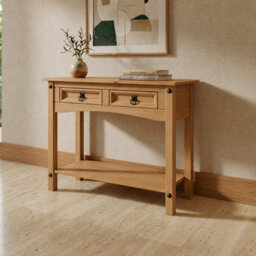 Mews Corona Console Table 2 Drawer Mexican Solid Pine Hall End - thumbnail 8