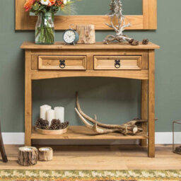 Mews Corona Console Table 2 Drawer Mexican Solid Pine Hall End - thumbnail 4