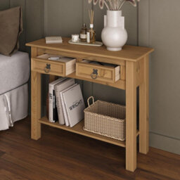 Mews Corona Console Table 2 Drawer Mexican Solid Pine Hall End - thumbnail 5