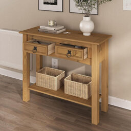 Mews Corona Console Table 2 Drawer Mexican Solid Pine Hall End - thumbnail 2