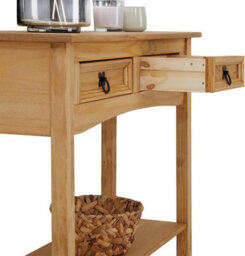 Mews Corona Console Table 2 Drawer Mexican Solid Pine Hall End - thumbnail 6