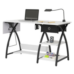 Sewing Online Large Sewing Table, With Gridded White Top And Black Legs - thumbnail 3