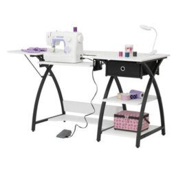 Sewing Online Large Sewing Table, With Gridded White Top And Black Legs - thumbnail 2