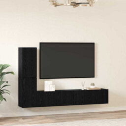Berkfield Wall Tv Cabinet Wall-Mounted 4 Pcs Black Oak Engineered Wood - thumbnail 4