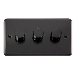 Curved Black Nickel 3 Gang 2 Way Led 100W Trailing Edge Dimmer Light Switch - Se Home