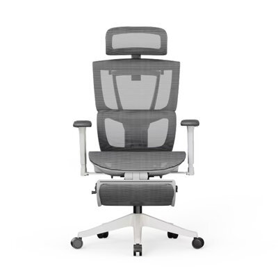 Flexispot Ergonomic Chair With Split Lumbar Support C7 In White&grey With Footrest - image 1