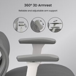 Flexispot Ergonomic Chair With Split Lumbar Support C7 In White&grey With Footrest - thumbnail 5