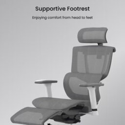 Flexispot Ergonomic Chair With Split Lumbar Support C7 In White&grey With Footrest - thumbnail 6